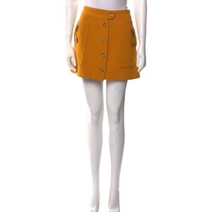 Veronica Beard Monroe mustard yellow orange button front mini skirt